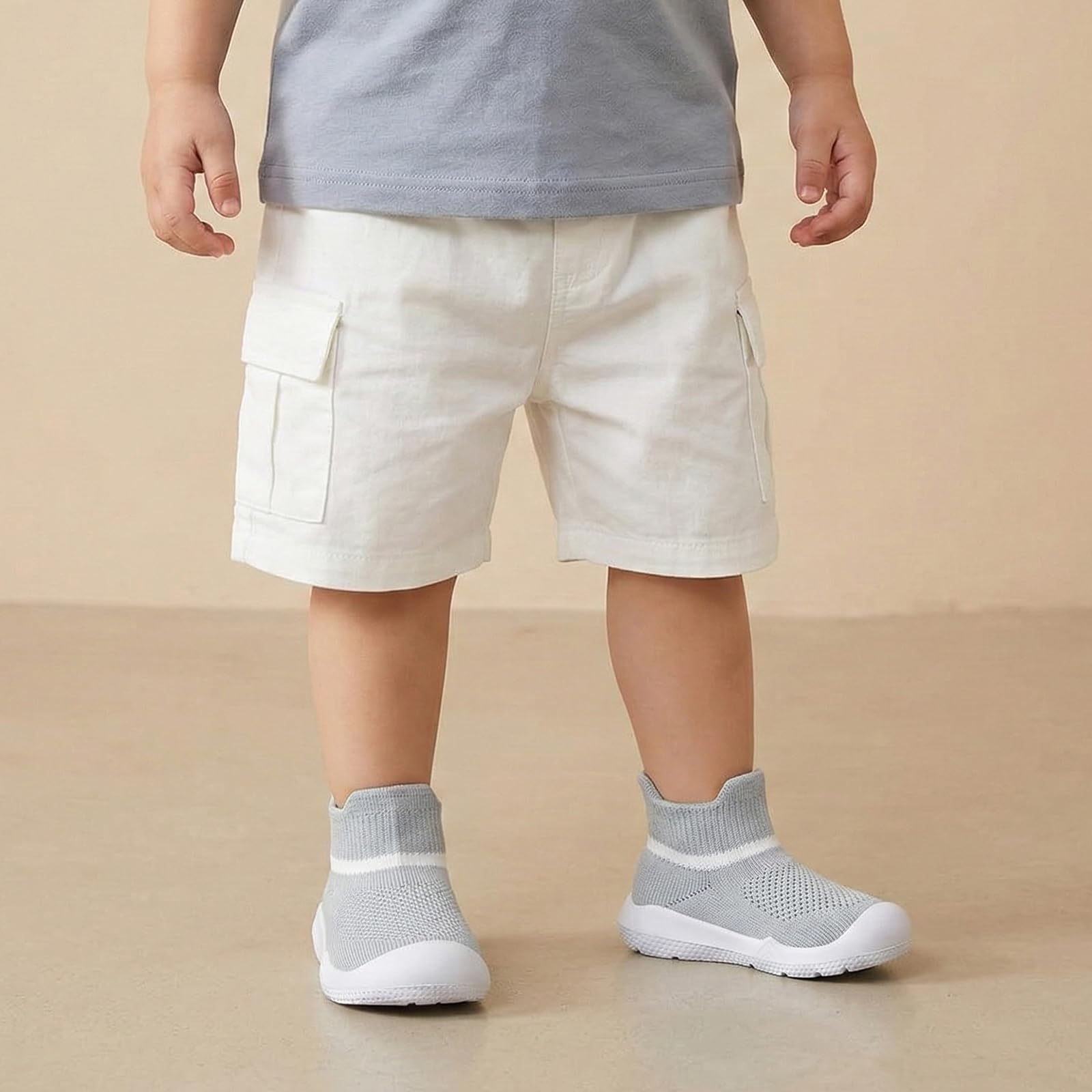 MORENDL Toddler Sock Shoes Baby Walking Shoes Infant Slippers Boys & Girls Non-Slip Sneakers Grey