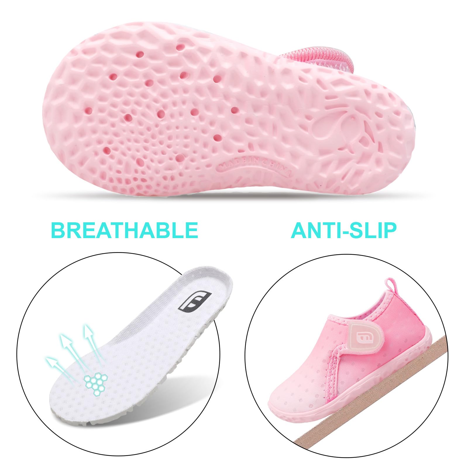 JOINFREE Toddler Boys Girls Shoes Running Walking Sports Sneaker Slip-on Beach Sandals Light Pink 12-18 Months