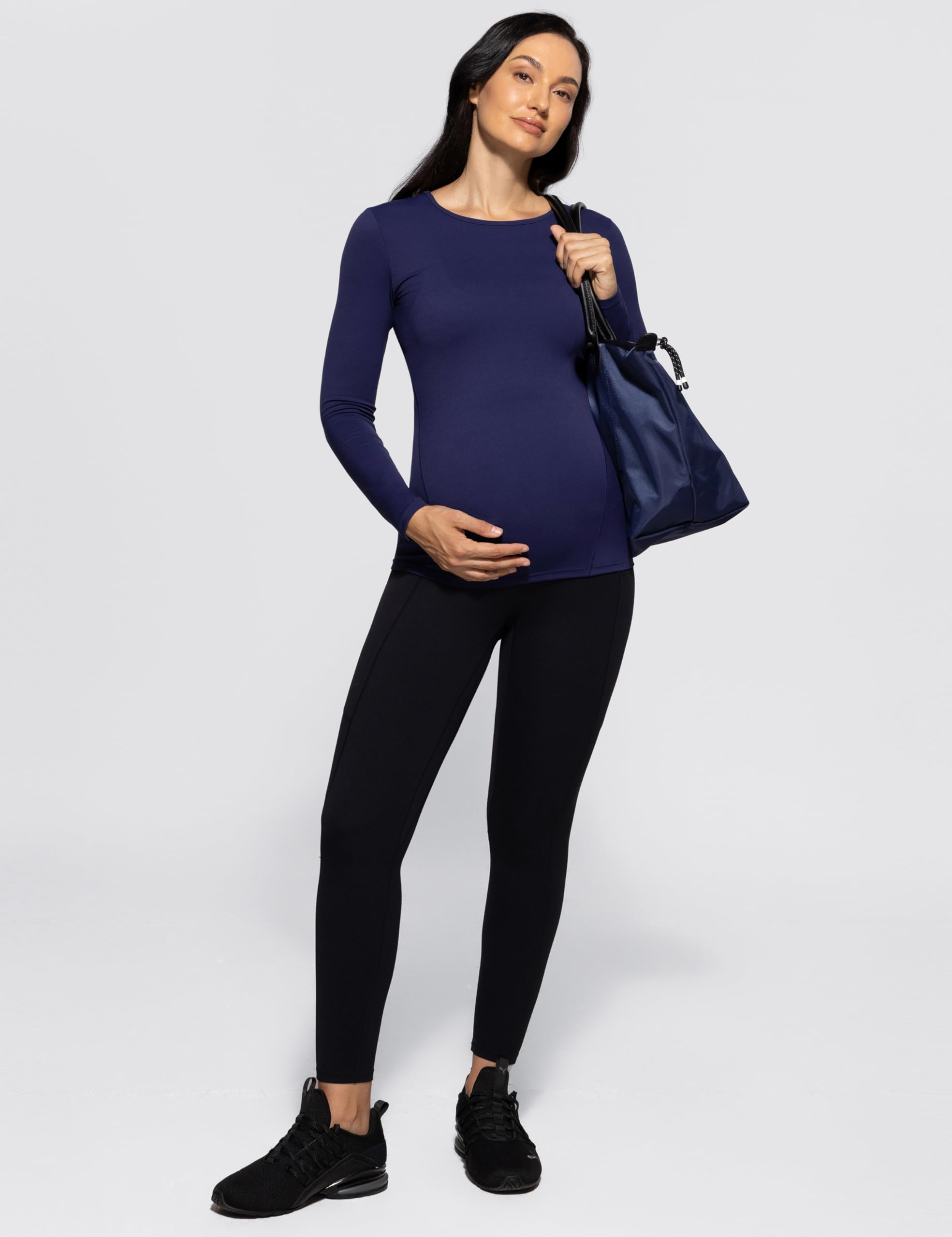 POSHDIVAH Maternity Crew Neck T Shirts for Women Navy X-Small