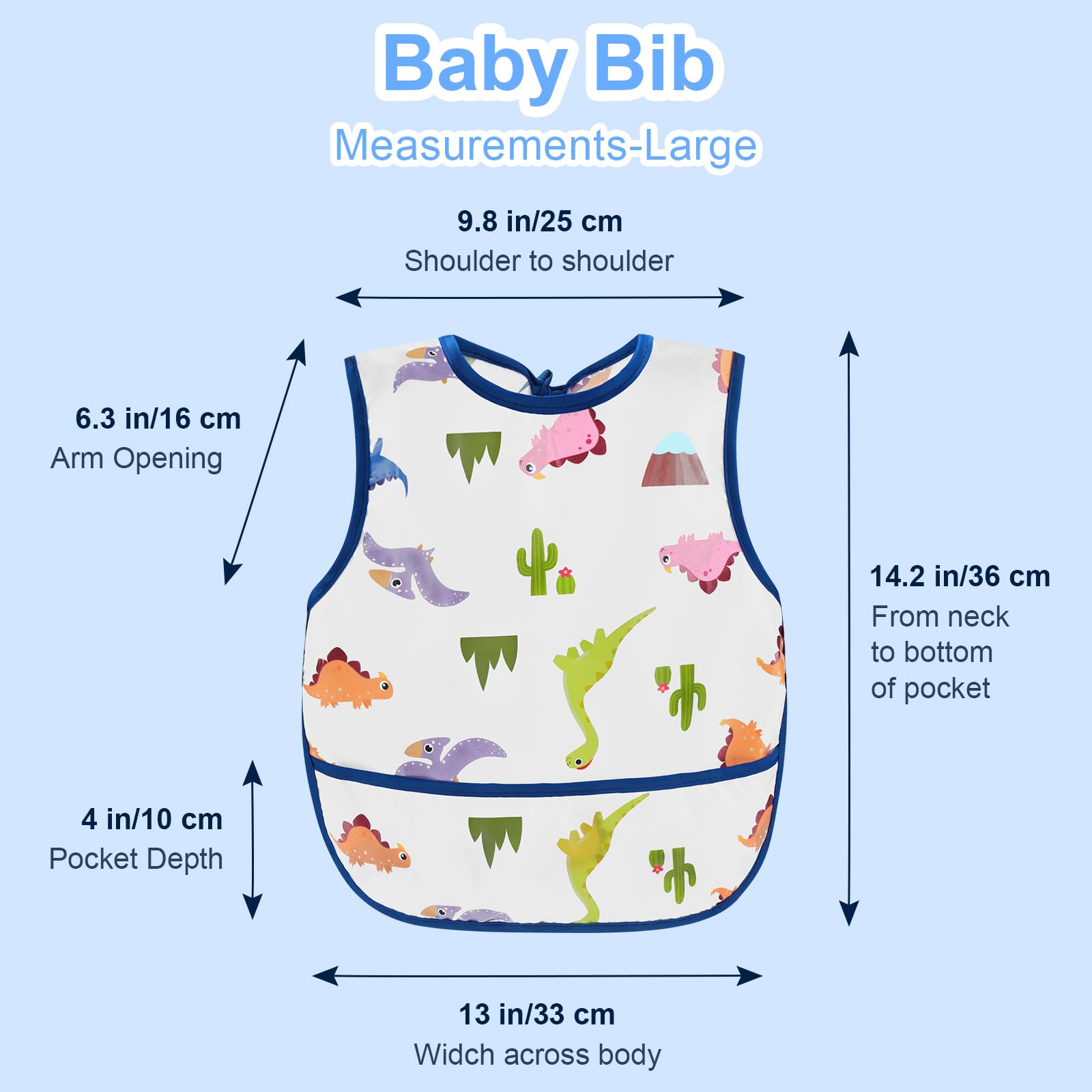 Accmor 5 Pack Waterproof Baby Bibs for Eating, Mess Proof Toddler Feeding Bibs for Girls Boys