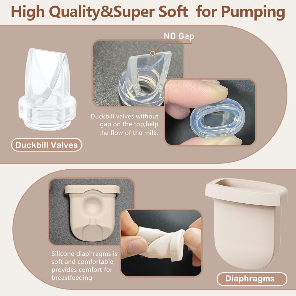 6pcs Breast Pump Parts, 4pcs Duckbill Valves and 2pcs Silicone Diaphragm Compatible with eufy S1 Pro/S1/E10/E20 Wearable Breast Pump, Replace for eufy Pump Diaphragm Duckbill Valve,Not Original Parts