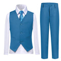 Boys Suit Vest Set Formal Dress Suits Wedding Outfit, Teal Blue, Size 14