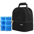 NCVI Breastmilk Cooler Bag with 2 Ice Pack, Breast Pump Bag with Cooler Fits 6 Bottles, Double Layer Breast Milk Baby Bottle Cooler Bag, for Travel, Nursing Mom Daycare, Work, Picnic (Black)