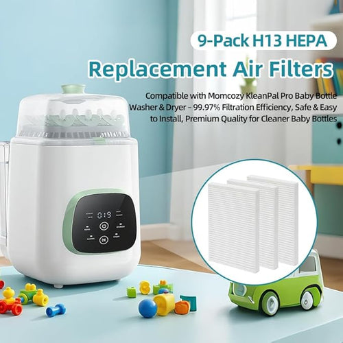 9pcs Replacement H13 HEPA Filters for Momcozy KleanPal Pro Bottle Washer
