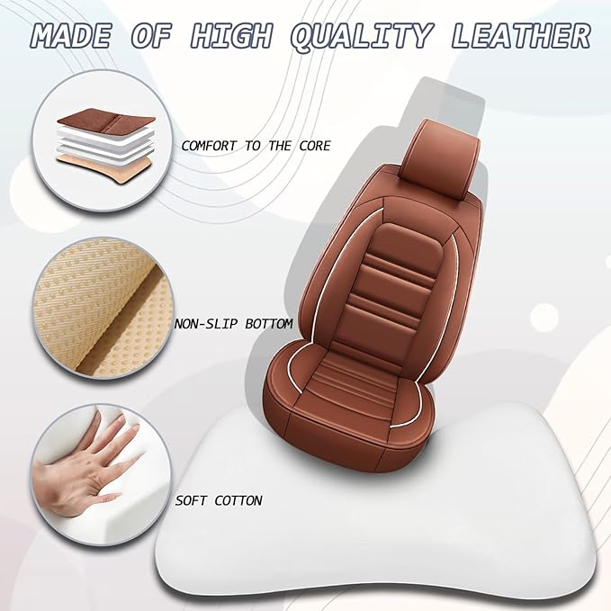 Seat Cover for Chevy trax 2015-2025 | Car Seat Covers Front Seats, Waterproof Seat Protectors, Automotive Front Seat Covers (Front Seat, Coffee)