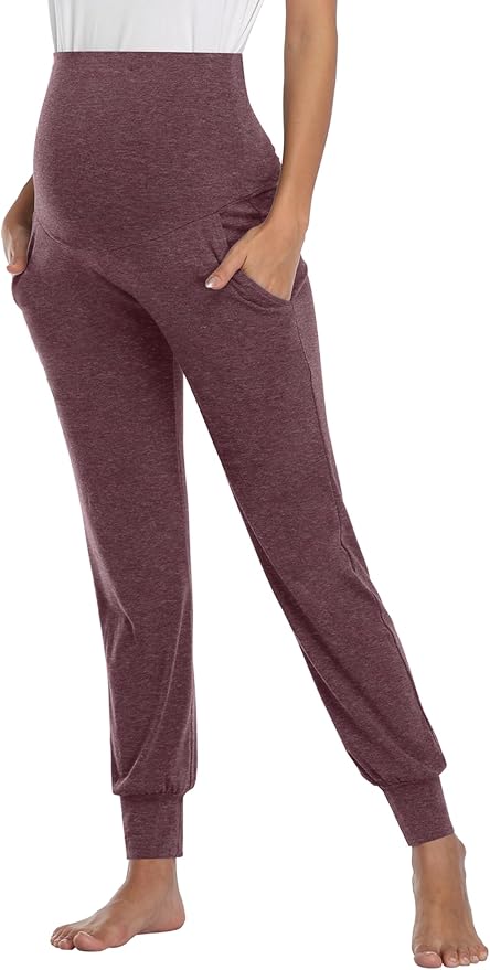 AMPOSH Women's Maternity Pants Stretchy Lounge Workout Pants Casual Loose Comfy Pregnancy Joggers with Pockets
