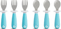 Munchkin® Raise™ Toddler Fork and Spoon Utensil Set, Rest Keeps Tip Off Table, BPA Free, 6 Pack, Blue