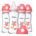 YOHKOH Natural Glass Baby Bottles, 8.8oz Red-A 4‑Pack