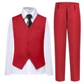 Boys Suit Vest Set Formal Dress Suits Wedding Outfit, Red, Size 14