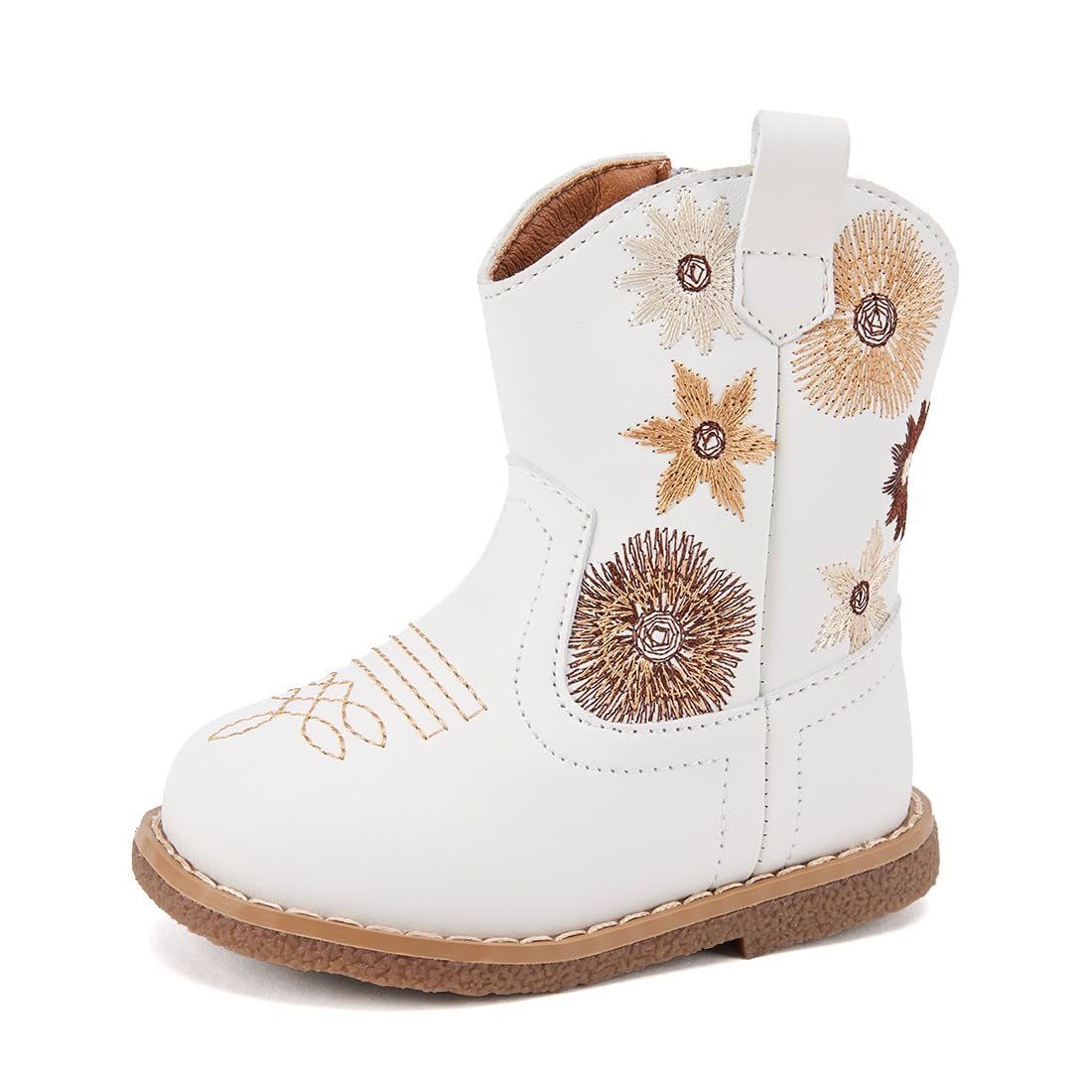 BMCiTYBM Baby Cowboy Boots Infant Cowgirl Western Shoes White 12-18 Months