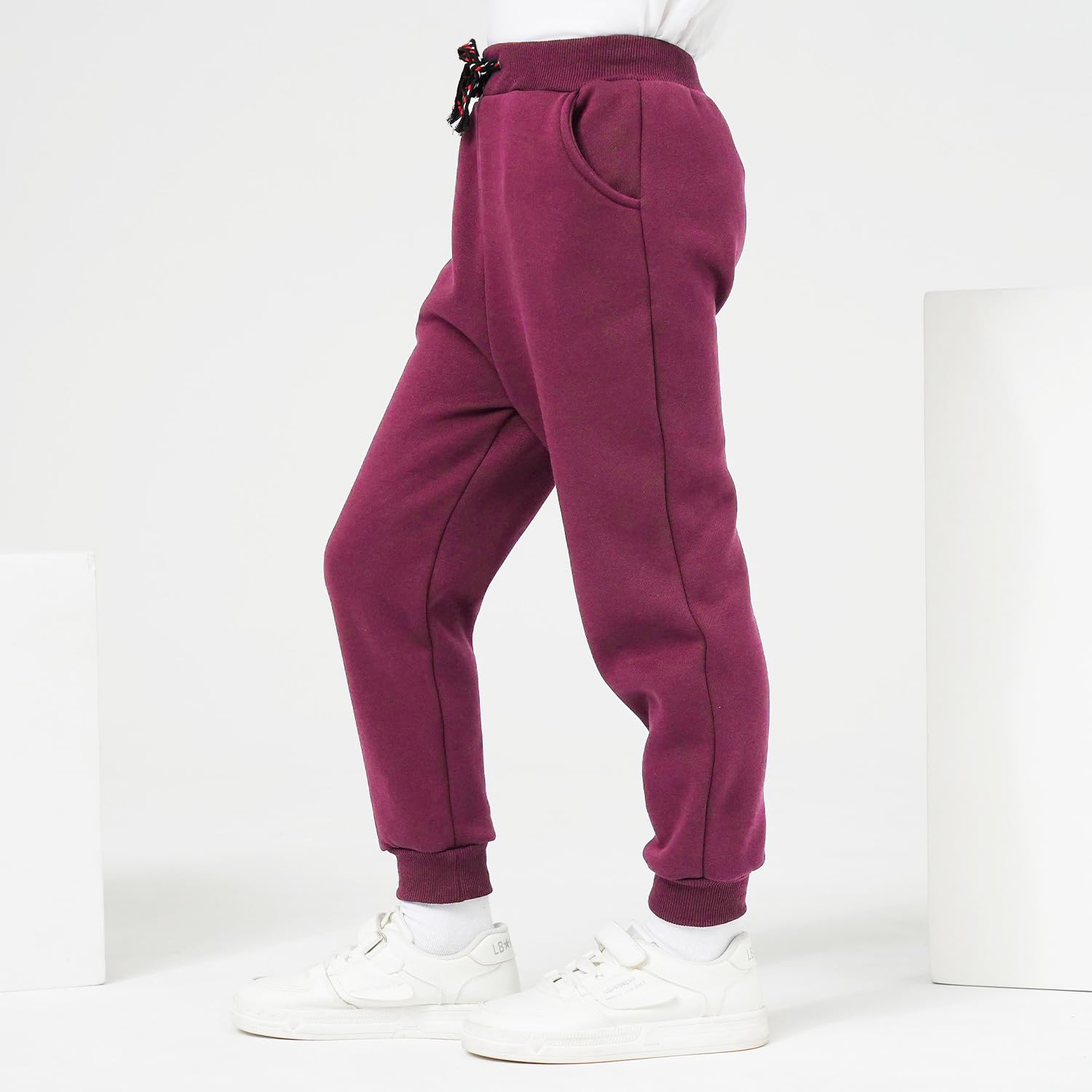 Funnymore Kids Toddler Boys Pants Clothes,3 Pack Pull On Fleece Jogger Sweatpants Dark Grey/Navy/Burgundy 3t
