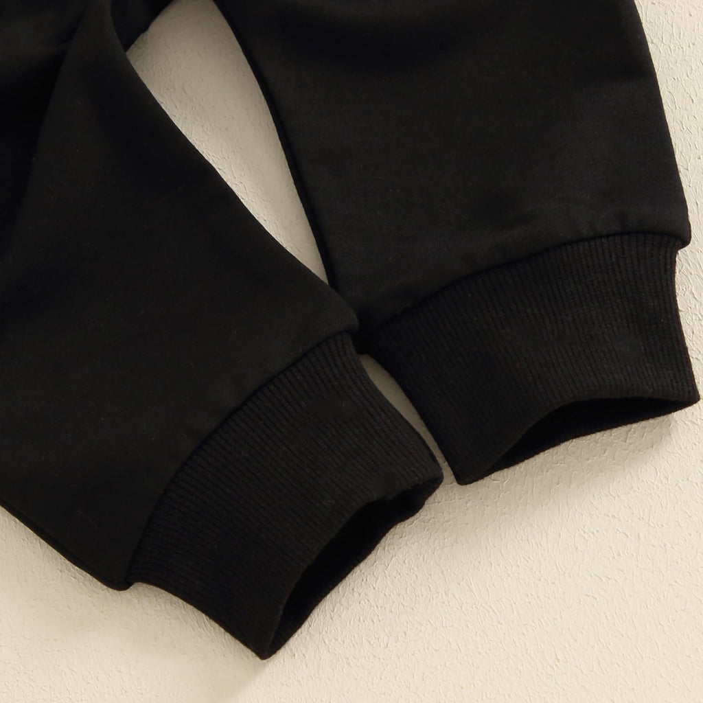 Lucikamy Toddler Baby Boy Fall Outfits Long Sleeve Crew Neck Pullover Sweatshirt + Jogger Pants Set Infant Winter Clothes (C-Black White, 3-4 Years)