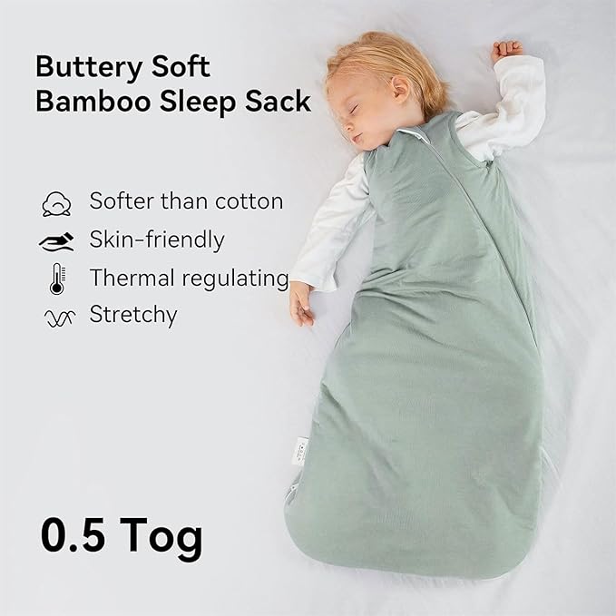 BubblePanda Rayon Made from Bamboo Sleep Sack 0-6 Months 0.5 Tog Soft Newborn Sleep Sack 3-6 Months for Infant Babies 2-Way Zipper Wearable Blanket Baby 0-3 Months
