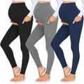 GROTEEN 3 Pack Women's Maternity Leggings with Pockets Over The Belly Pants