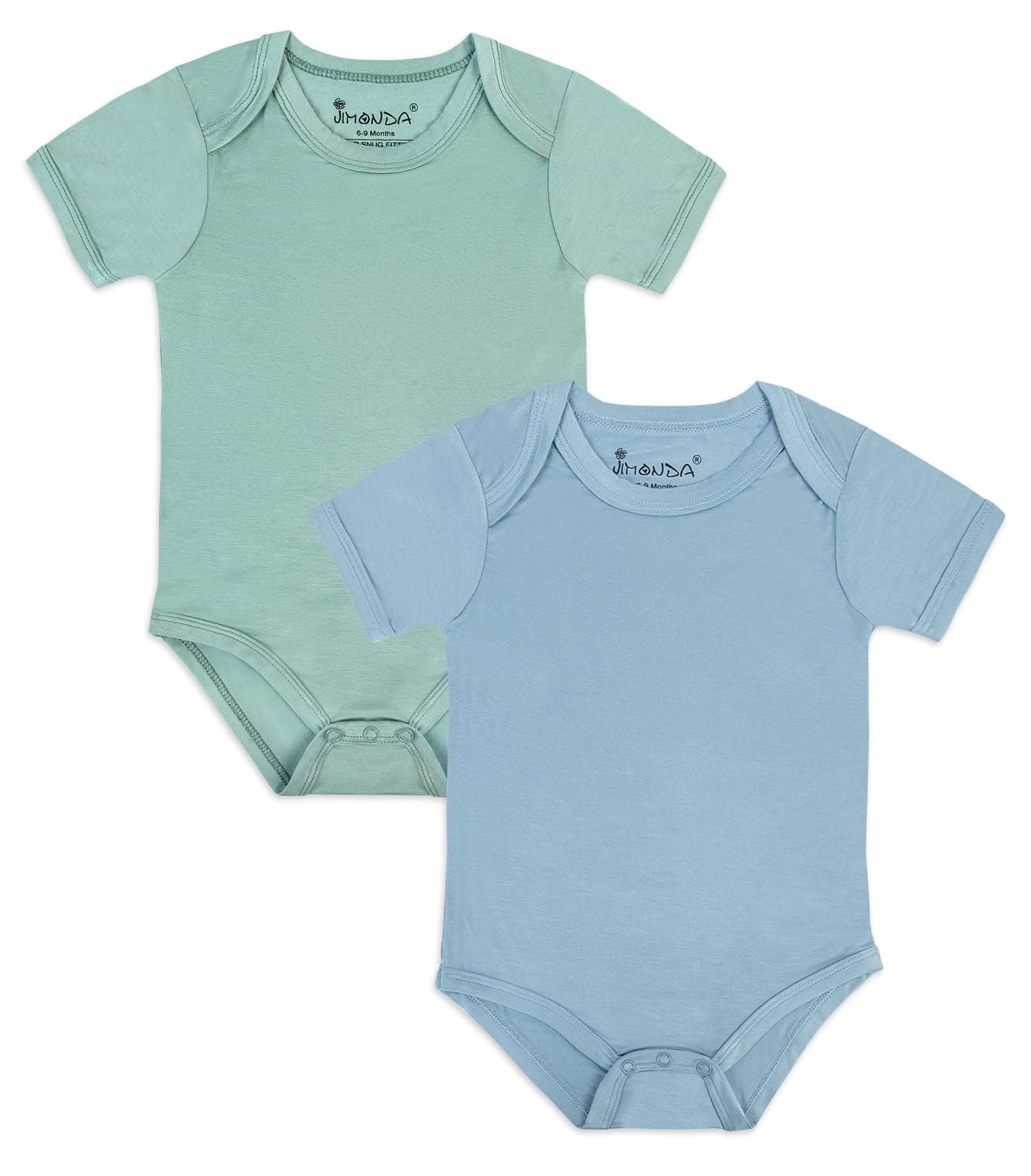 Jimonda Baby Bamboo Viscose Bodysuit Boy/Girl 2Pcs Rompers,Slate&Sage 18M
