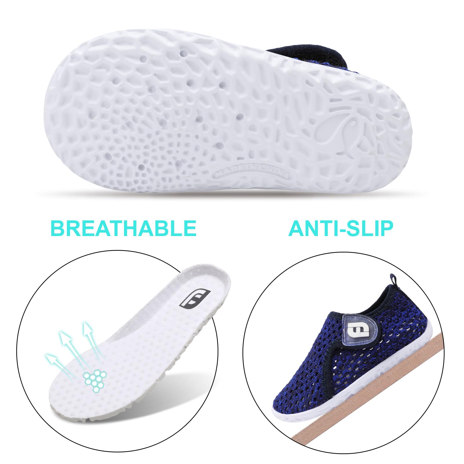 Baby Water Shoes Barefoot Aqua Swim Shoe for Beach Sandals Indoor Outdoor Activity Lightweight Mesh BlackBlue 0-6 Months Infant