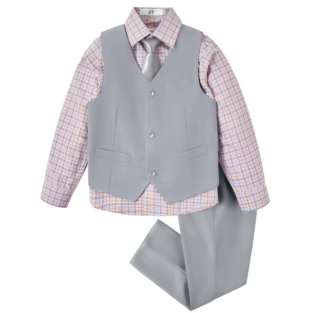Boys Suit Set for Kids Formal Tuxedo Suits for Wedding, Light Grey, 4T