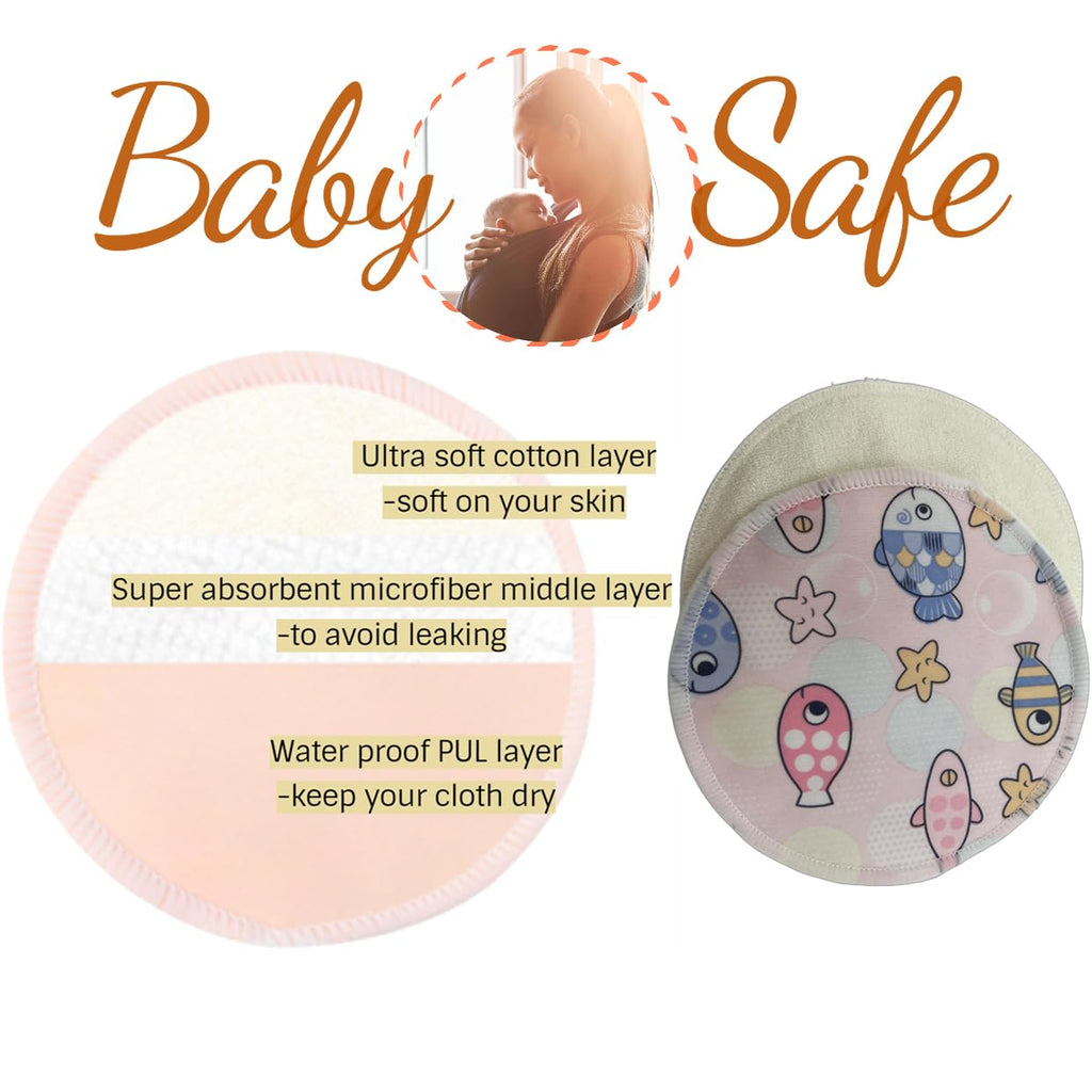 BEECO GIF2U Reusable Nursing Pads 14 Pack,Washable Breast Pads Breastfeeding Essentials,Newborn Necessities for Baby Boys and Girls,Postpartum Essentials for Mom,Super Soft & Absorbent