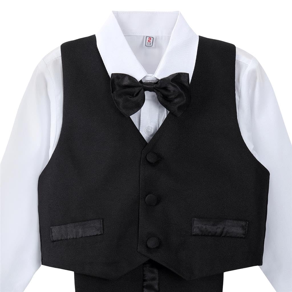 Dressy Daisy Baby Boy 5 Pcs Formal Tuxedo Suits, Black, Size 9 Months