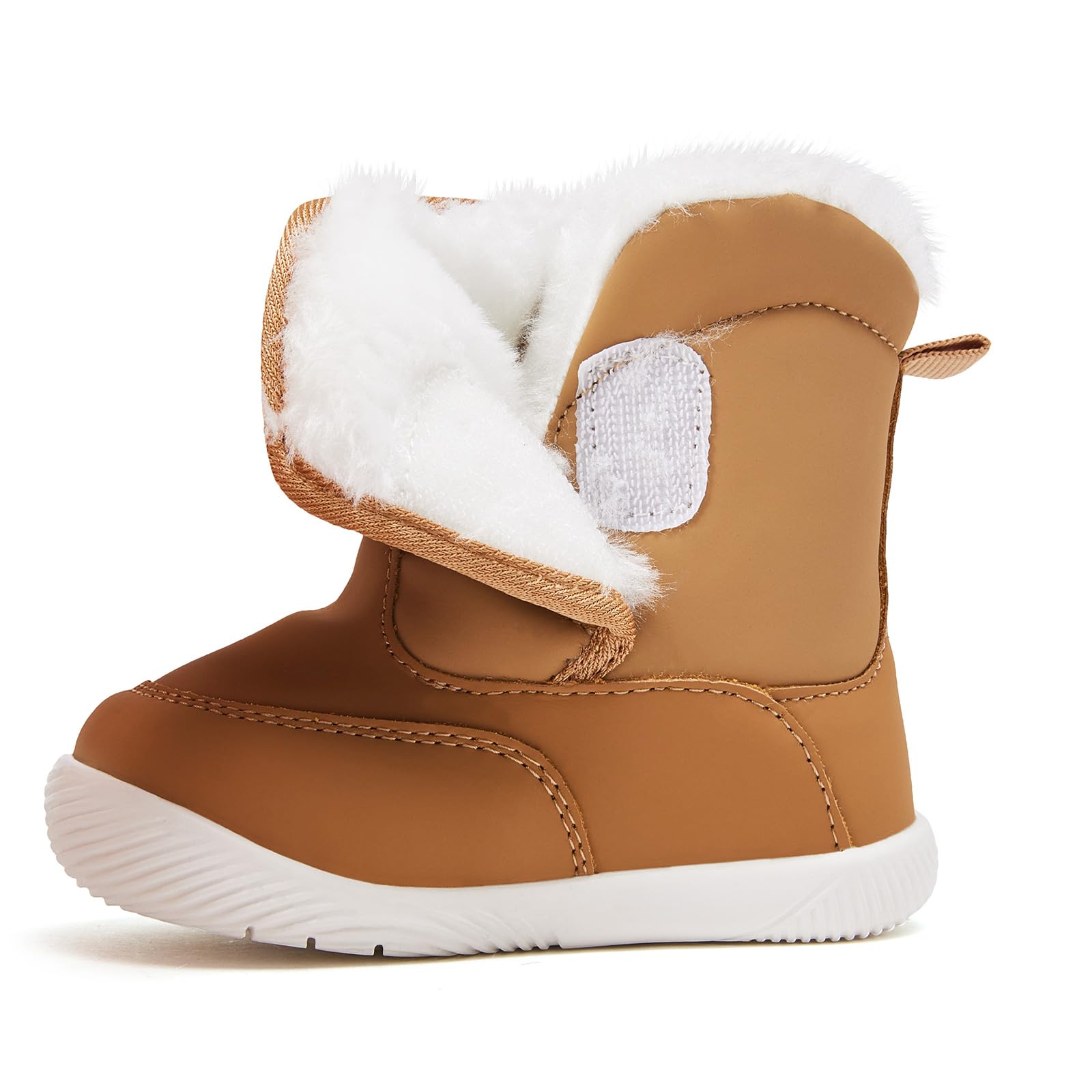 BMCiTYBM Baby Waterproof Snow Boots Infant Boy Girl Winter Booties Nonslip Lightweight Outdoor Warm Shoes for First Walkers 6 9 12 18 24 Months Camel Size 12-18 Months Toddler