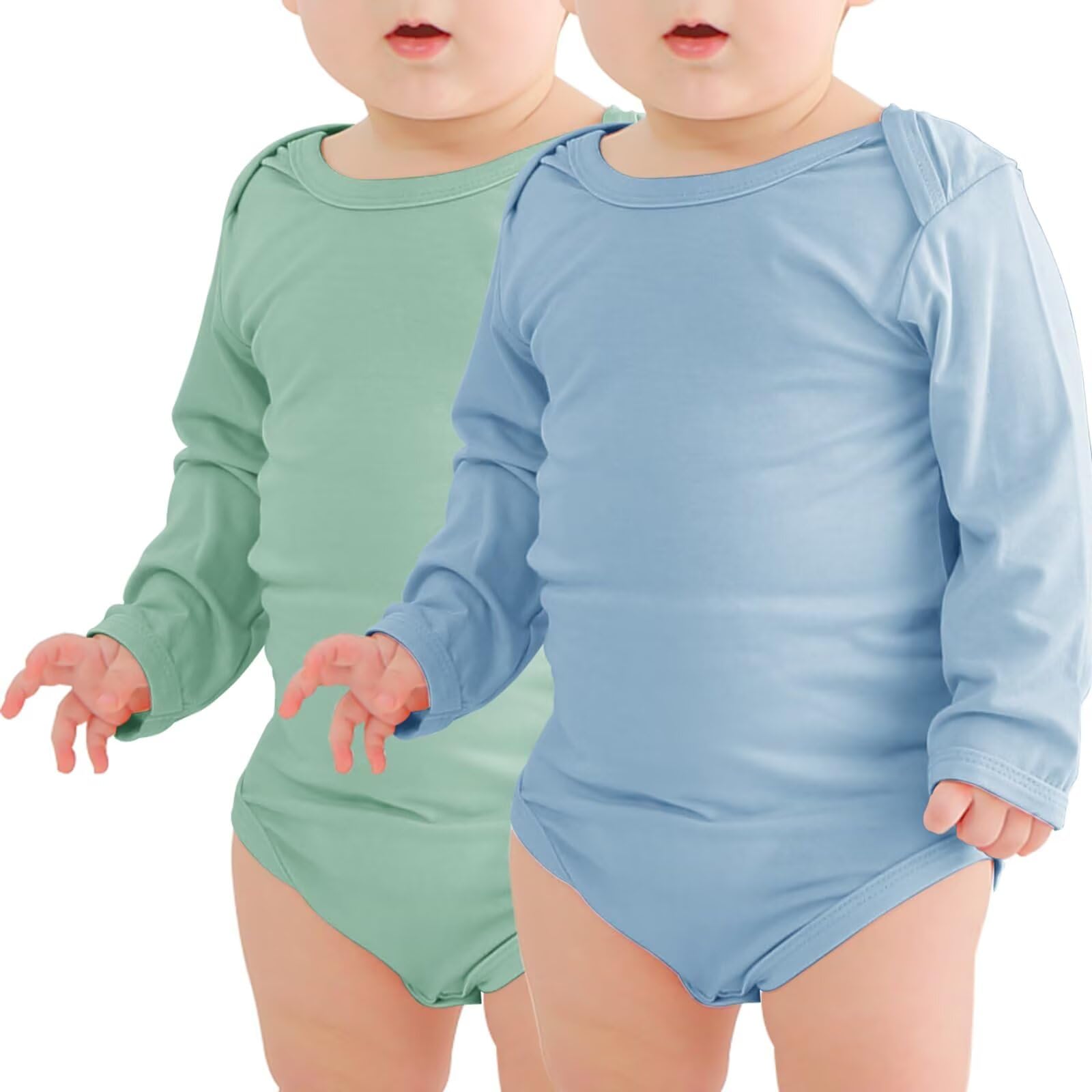 Jimonda Baby Rompers | Soft Summer Long-Sleeve Bodysuit for Newborns 0-24M | Breathable Infant Onesie with Snap Buttonsslate&sage