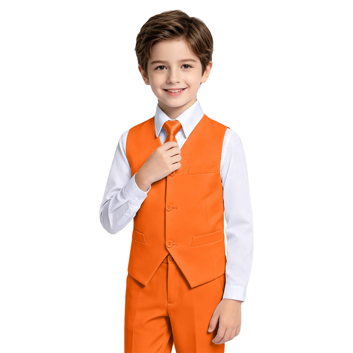 Lycody Boys Suit Vest Set Formal Dress Suits Wedding Outfit, White, Size 7