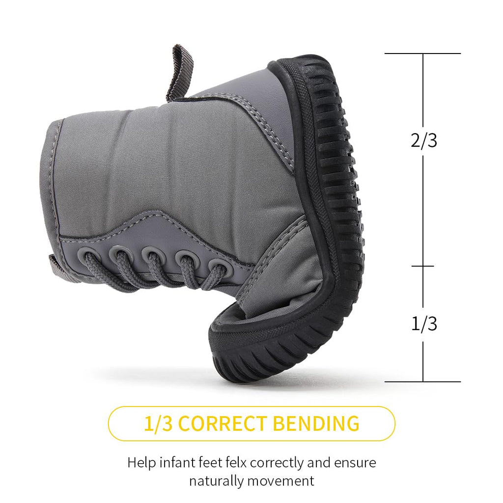 BMCiTYBM Baby Snow Winter Boots Boys Girls Shoes Warm Zipper Non Slip First Walking Infant 6 9 12 18 24 Months Grey Size 6-12 Months Infant