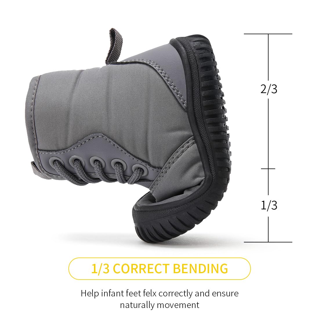 BMCiTYBM Baby Snow Winter Boots Boys Girls Shoes Warm Zipper Non Slip First Walking Infant 6 9 12 18 24 Months Grey Size 12-18 Months Toddler