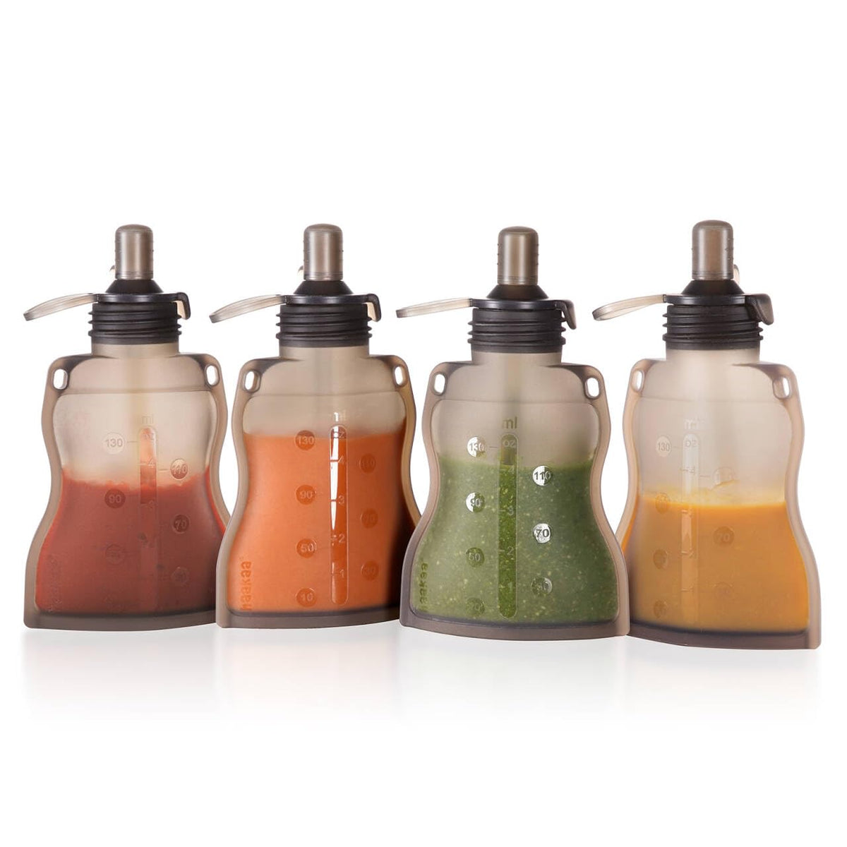 haakaa Refillable Silicone Baby Food Pouch, 4oz, 4PK, Lavender