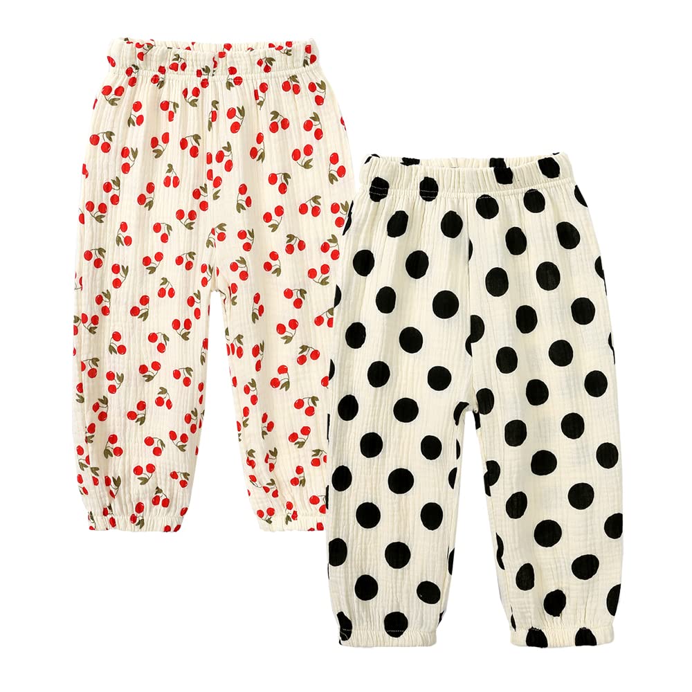 MYGBCPJS Baby Boys Girls 3 Pack Cotton Linen Long Bloomers Ankle Length Trousers Kids Lightweight Elastic Waist Harem Pants