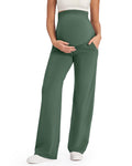 G4Free Maternity Clothes Yoga Pants Wide Leg,Dark Forest Green,XXL,Petite