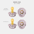 BIBS Boheme Pacifier, 6-18 Months, 4-Pack, Round Nipple, Dusty Lilac