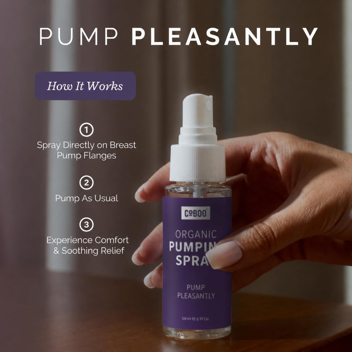CoBoo Organic Pumping Spray, Lanolin-Free Breast Pump Lubricant, 2 Fl oz