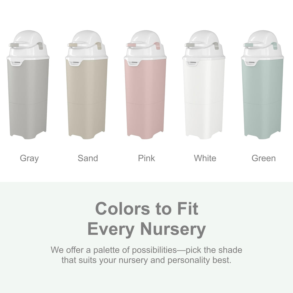 Foundations Tall Diaper Pail with Airtight Lid, Gray