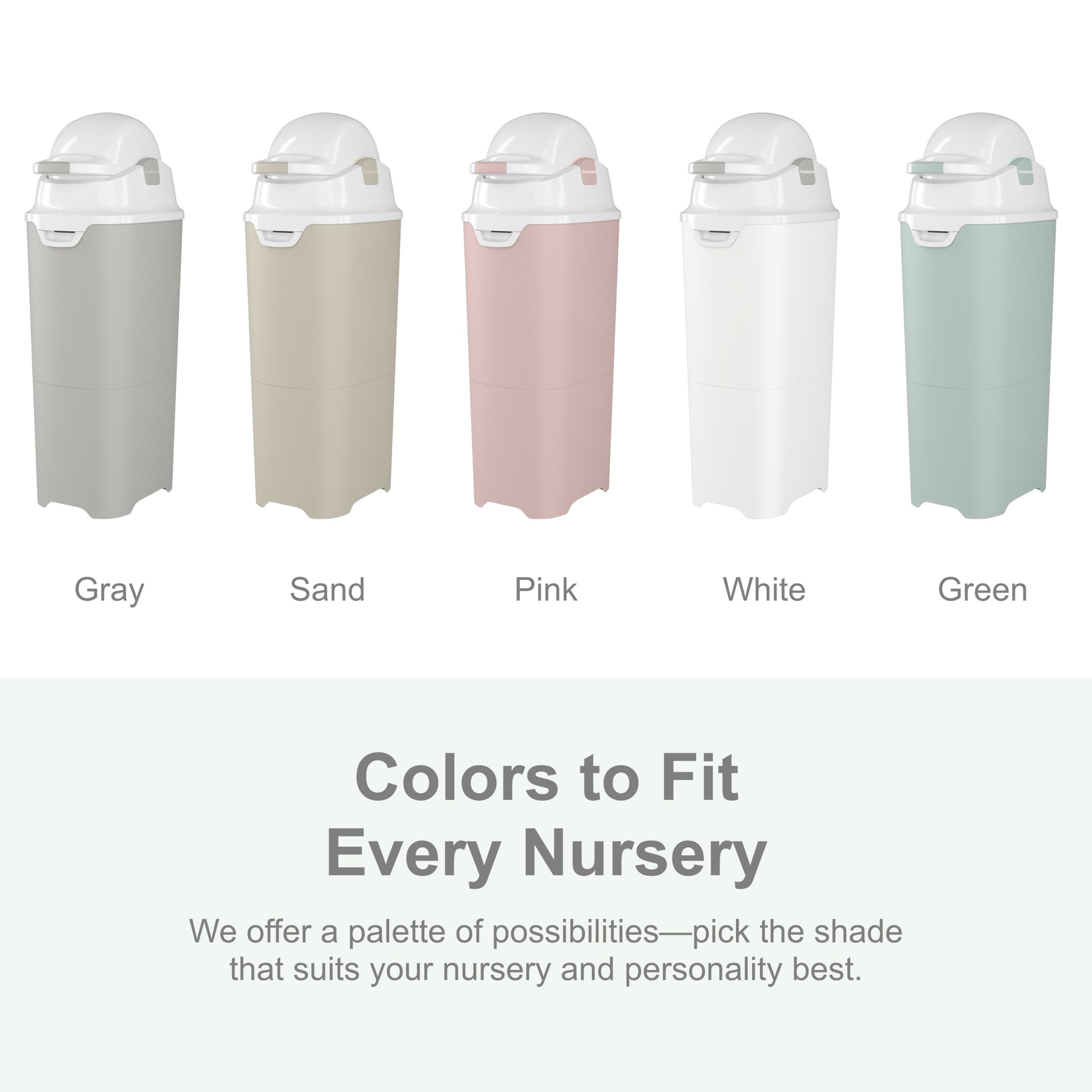 Foundations Tall Diaper Pail with Airtight Lid, Gray