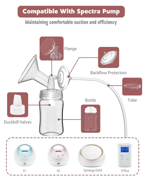 4packs 23mm Full Breast Replacement Pump Parts for Spectra S1 S2 9 Plus Synergy Gold Include 13mm Flange,Valve,Backflow Protector,Tube,Bottle,Caps, Fit for Motif Luna Cimilre Ameda MYA Pump