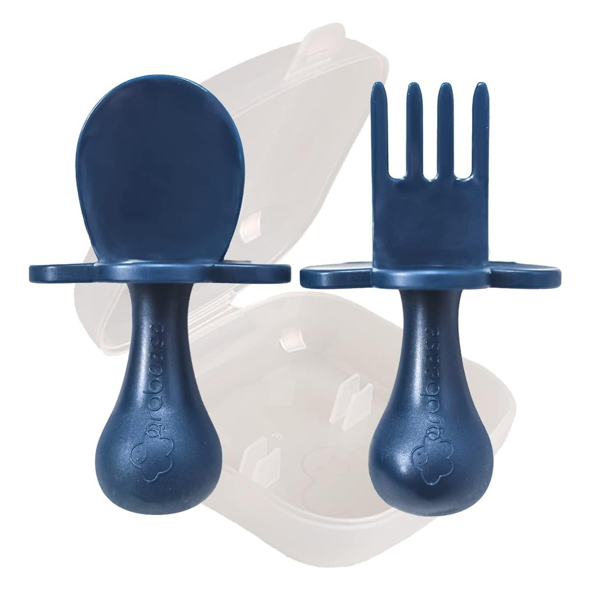 Grabease Baby Feeding Utensils Set - Travel Case for To-Go Toddler Containers - Choke-Guard for Baby Led Weaning Forks - Dishwasher Safe Toddler Spoon - Plastic, Blush, Pack of 1