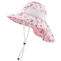 XIAOHAWANG Girls Sun Hat Baby Beach Hats Boys UPF 50+ Kids Summer Protection Cap Toddler Breathable Caps with Neck Flap (6-12Months,Pink U)