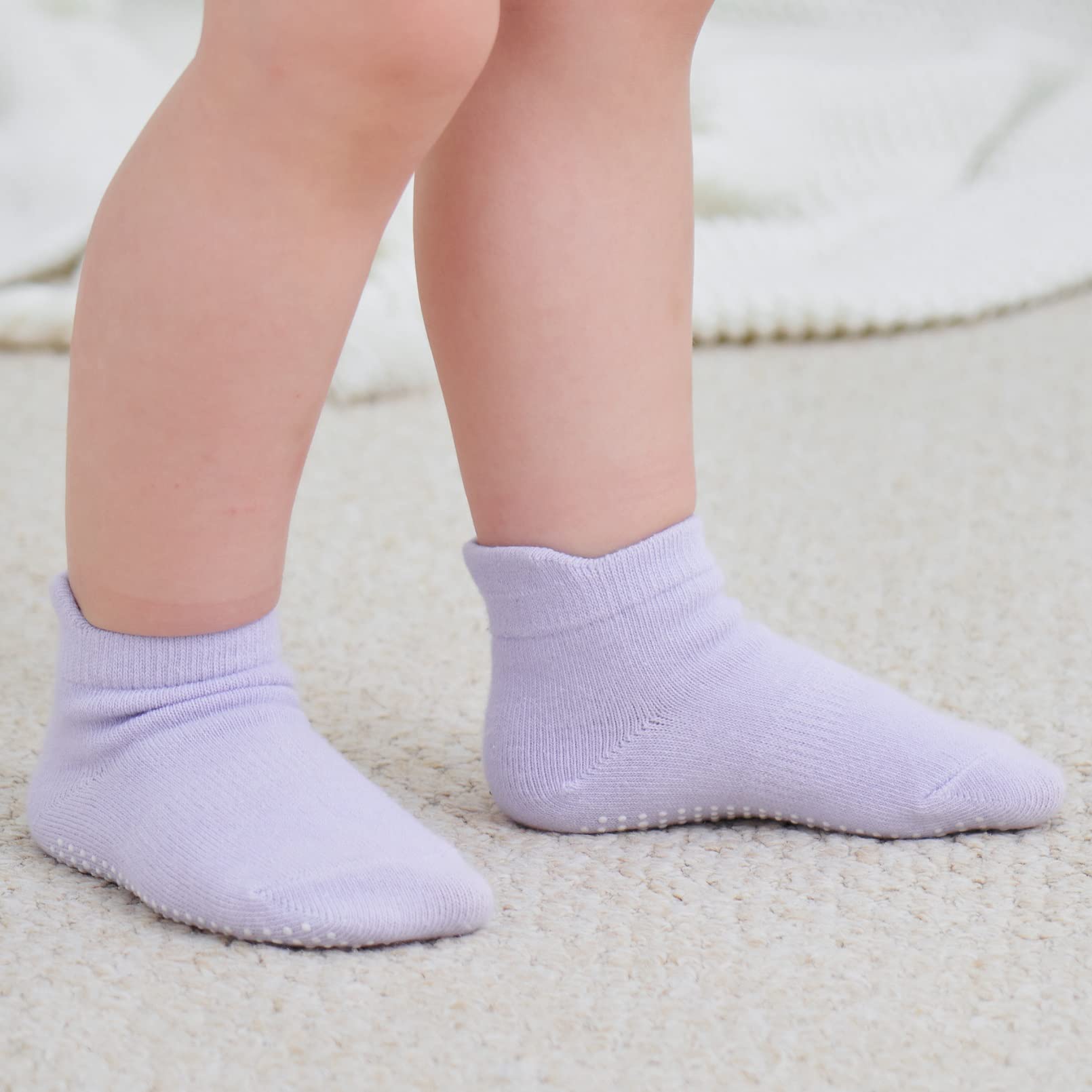 ZAPLES Baby Girls Non Slip Grip Ankle Socks with Anti Skid Soles for Infants Toddlers, Girls - 12 Pairs, 4-7 Years