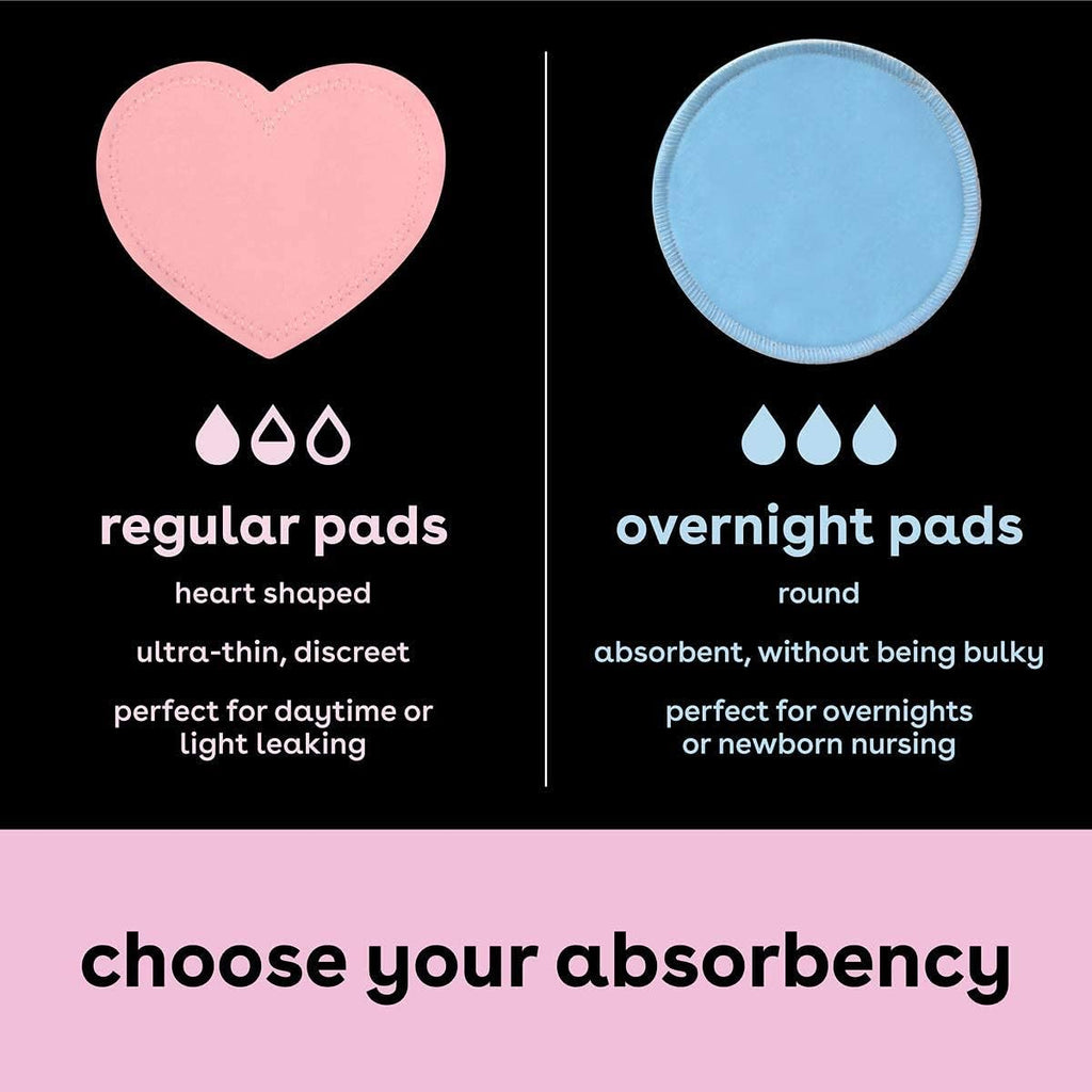Bamboobies Nursing Pads for Breastfeeding, 6 Ultra Thin and 2 Overnight