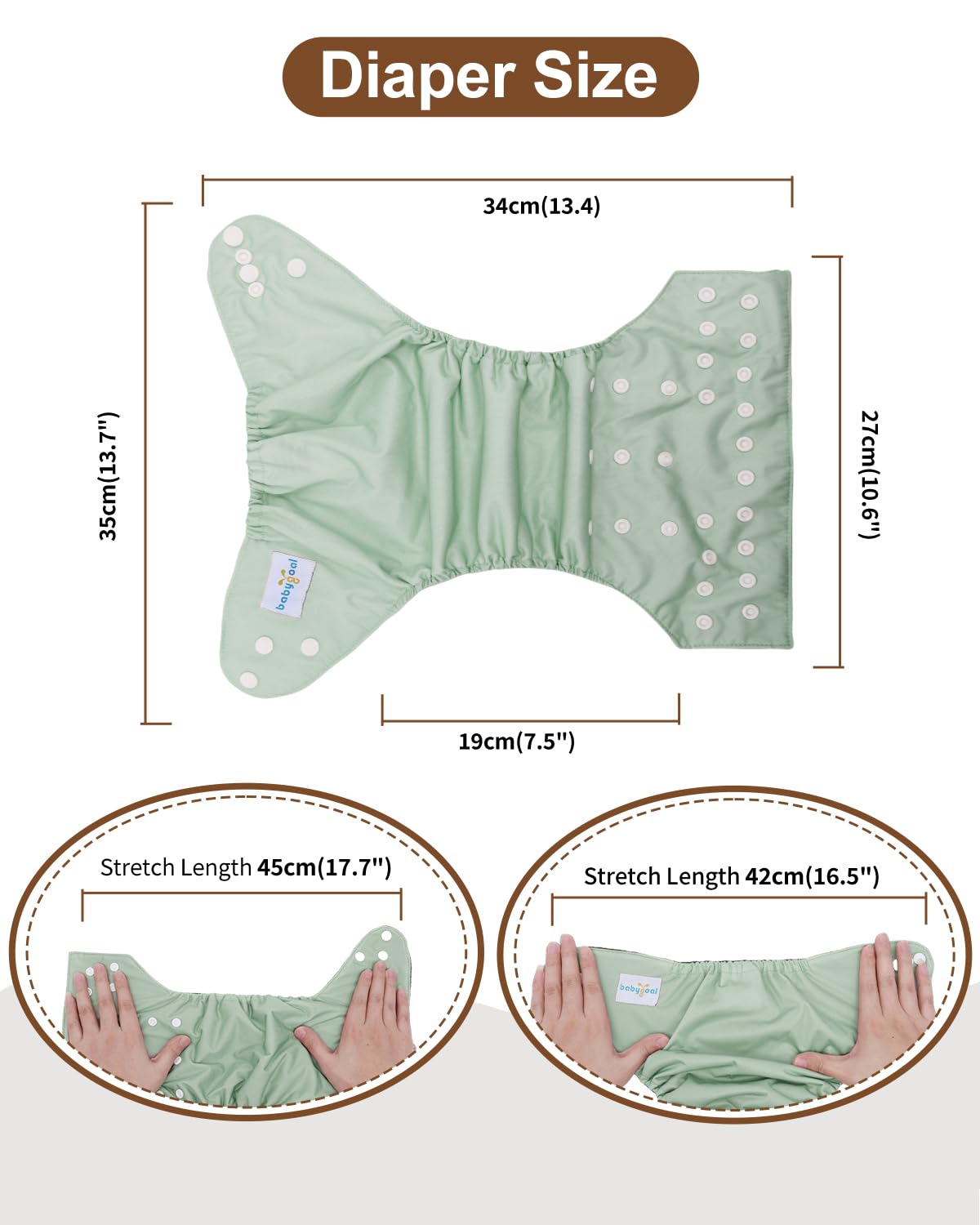 babygoal Reusable Charcoal Cloth Diapers with Double Gussets, 6 Pack Washable Baby Pocket Diapers with 6pcs Charcoal Inserts and Wet Dry Bag(Solid Color)