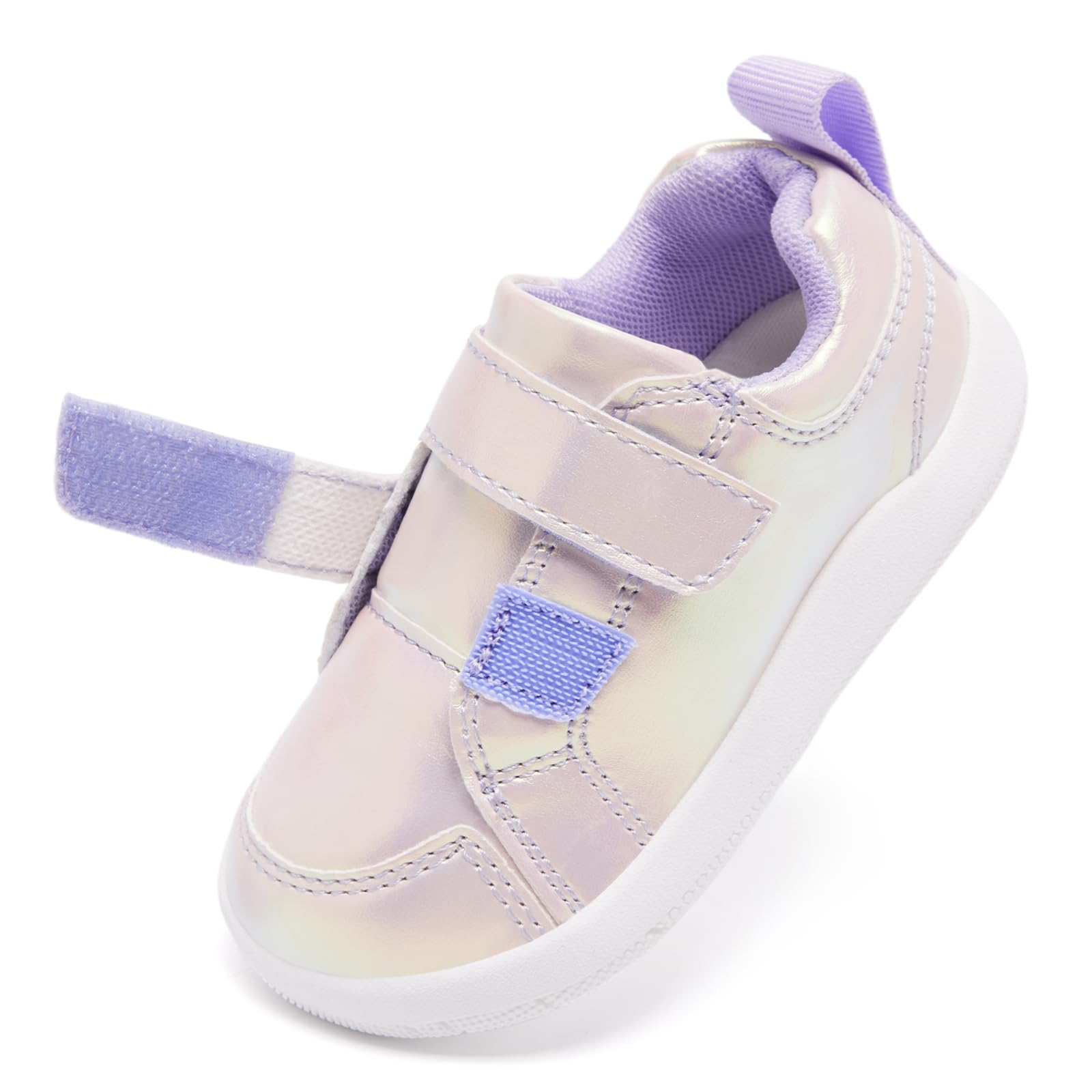 MORENDL Toddler Shoes Girls Wide Toe Box Barefoot Shoes Baby Girl Walking Shoes Non-Slip Minimalist Sneakers Comfort Zero Drop Tennis Outdoor Activities Sparkling Purple