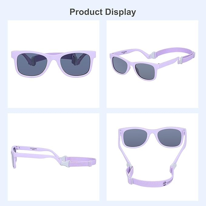 COCOSAND Flexible Baby Sunglasses with Strap Polarized UV Protection for Toddler Infant Newborn Boy Girl Age 0-24 Months