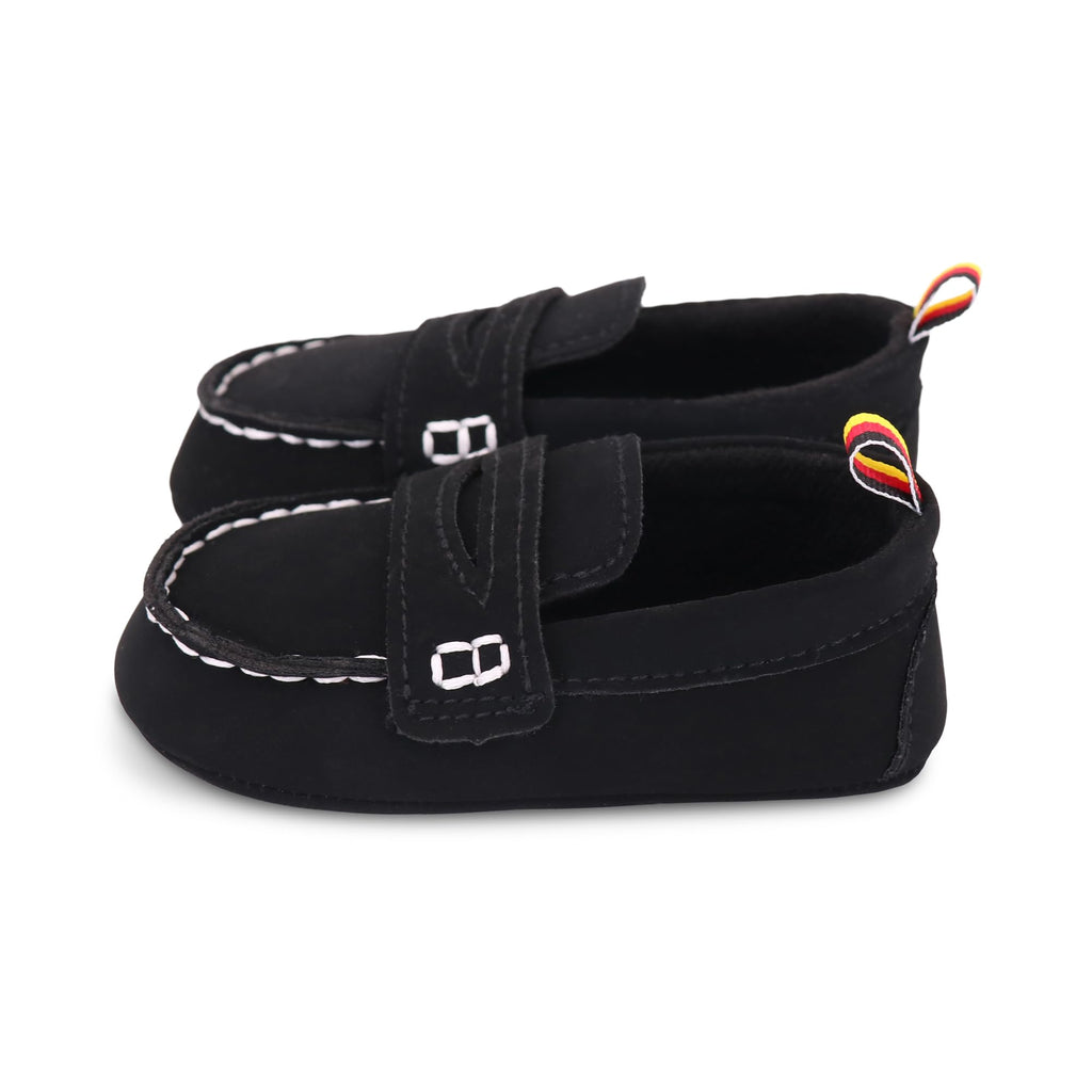 LONSOEN Baby Girls Boys Loafers Prewalker Dress Crib Shoes 6-12 Months,BAY230 Black 12