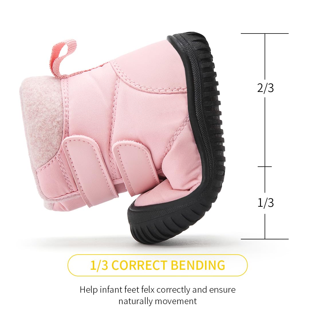 BMCiTYBM Baby Snow Winter Boots Boys Girls Shoes Double Strap Non Slip First Walking Infant 6 9 12 18 24 Months Pink Size 6-12 Months Infant