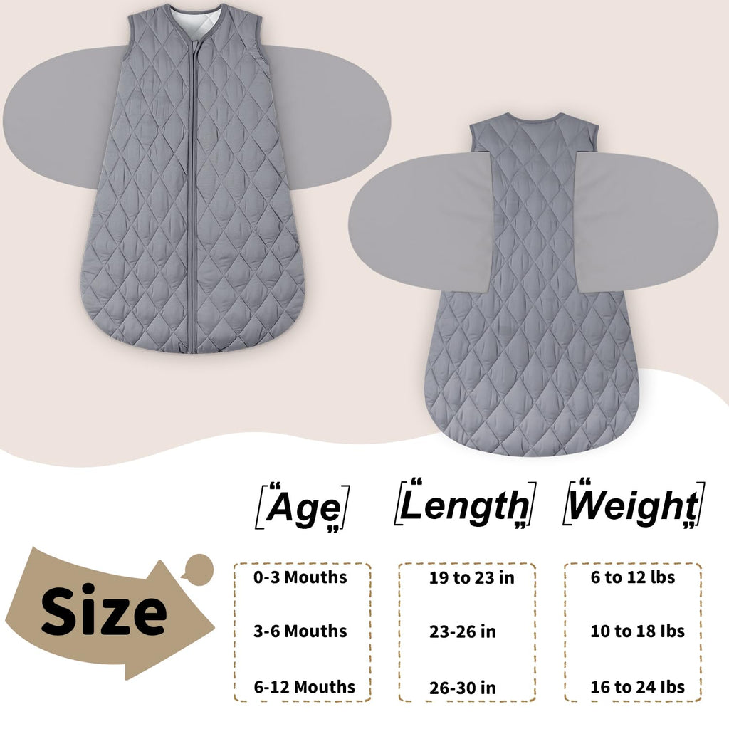 BSTOPPT Newborn Sleep Sack Baby Swaddle,3-Way Adjustable Wearable Blanket,Swaddling Sleeping Bag,TOG 2.5 (Gray, 3-6 Months)