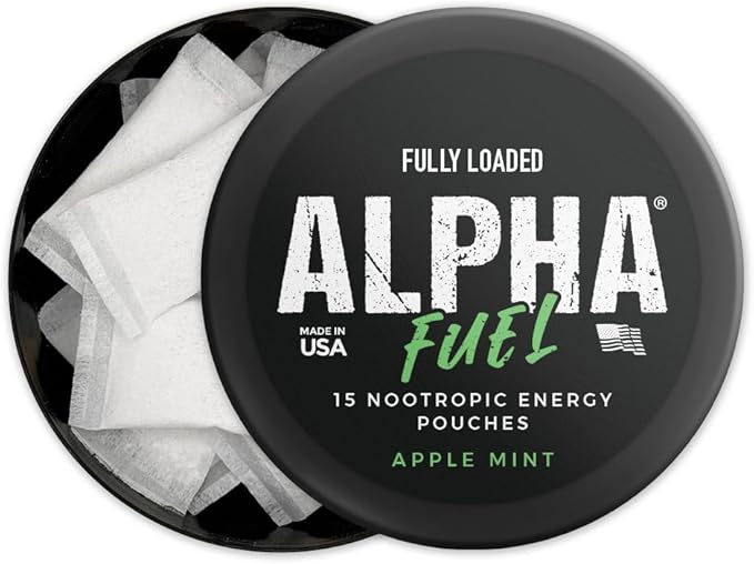 Fully Loaded Alpha Fuel Nootropic Pouches (Apple Mint Fuel) - Nootropic Energy Pouches with Caffeine, Alpha GPC, Tyrosine, Taurine, Guarana and More