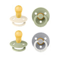 BIBS Color Pacifiers 4-Pack | BPA Free Soother Pacifier | Round Nipple | Natural Rubber Latex | Made in Europe | Size 18-36 Months | Sage Glow Mix