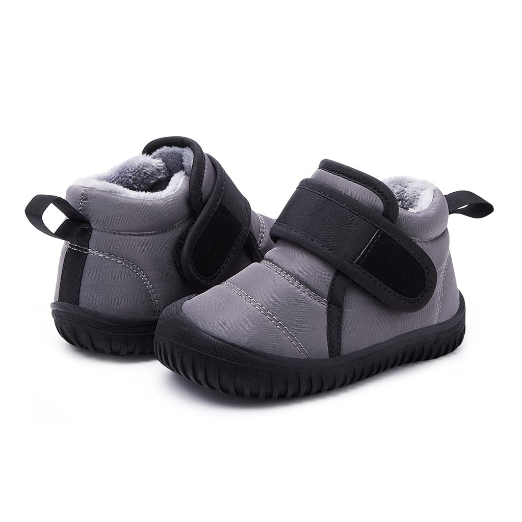 BMCiTYBM Baby Snow Boots Boys Girls Winter Infant Shoes Non Slip 6 9 12 18 24 Months Faux Fur Grey Size 8 Toddler