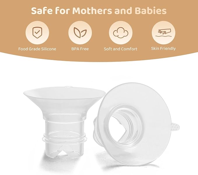 Flange Inserts 21mm Compatible with Medela/Spectra/TSRETE/Elvie/Momcozy/Bellababy Breast Pump 24mm Shields/Flanges, Reduce 24mm Nipple Tunnel Down to 21 mm, 4PCS
